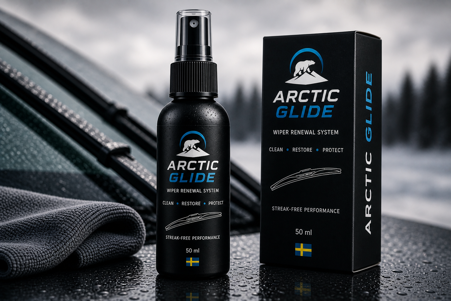 Arctic Glide – Windshield Wiper Cleaner & Restorer Against Squeaking and Rain